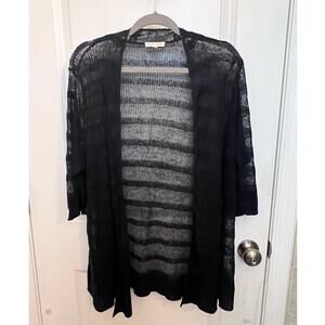 Eileen Fisher Organic Linen Open Cardigan Sweater 2X Navy quiet luxury Coastal